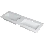 Ink Kraft Meubelwastafel 140x45cm Polystone - Dubbel - 2 Kraangaten - Mat Wit - 8718835098063 - Rechthoekig - Wastafels, Meubelwastafels