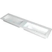 Ink Kraft Meubelwastafel 180x45cm Polystone - Dubbel - 2 Kraangaten - Glans Wit - 8718835098254 - Rechthoekig - Wastafels, Meubelwastafels