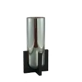 Ptmd collection shaine grijs glanzend glazen vaas houten