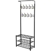 vidaXL Kledingrek met schoenenopberger 68x32x182,5 cm zwart