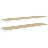 vidaXL Wandschappen zwevend 2 st 90x23,5x3,8 cm MDF eikenkleurig wit