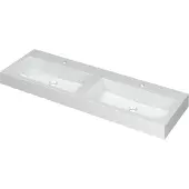 Ink Momento Meubelwastafel 140x45cm Polystone - Dubbel - 2 Kraangaten - Glans Wit - 8718835023522 - Rechthoekig - Wastafels, Meubelwastafels