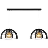 Lucide 2-lichts hanglamp Dikra industrieel zwart