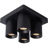 Lucide NIGEL - Plafondspot - LED Dim to warm - GU10 - 4x5W 2200K/3000K - Zwart
