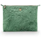 Pip studio Pip Cosmetic Flat Pouch Large Velvet Quilted Green 30x22x1cm
