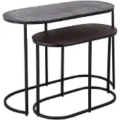 Ptmd Janca Black Iron Sidetable Oval Aluminum Top SV2 (Zwart, 66x33x50cm)