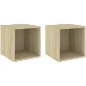 vidaXL Wandkasten 2 st 37x37x37 cm bewerkt hout sonoma eikenkleurig