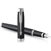 Parker IM vulpen | Matzwart met chroom detail | Fijne punt met blauw inktpatroon | Geschenkdoos