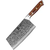 Xinzuo | Chinese Cleaver (Koksmes) | Damascus staal (gehamerd) | Woestijnijzerhout | B13D