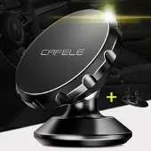 Cafele magnetische draaibare auto telefoon houder zwart - inclusief gratis kabel clip