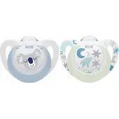 Nuk Light Star Day&Night fopspenen, 2st. set 0-6 maanden