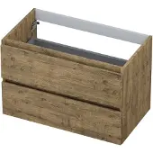 Ink Onderkast 80x45cm - Greeploos - 2 Lades - Naturel Eiken - Badkamermeubels, Wastafelonderkasten - 8718835043322
