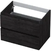 Ink Onderkast 70x45cm - Greeploos - 2 Lades - Houtskool Eiken - Badkamermeubels, Wastafelonderkasten - 8718835043308