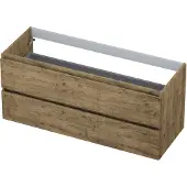 Ink Onderkast 120x45cm - Greeploos - 2 Lades - Naturel Eiken - Badkamermeubels, Wastafelonderkasten - 8718835043445