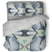 Linnick Dekbedovertrek Katoen Marble Patch - blue 200x200/220cm