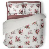 Linnick Dekbedovertrek katoen Raspberry - white 240x200/220cm