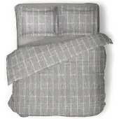 Linnick Dekbedovertrek katoen Bracken - grey 240x200/220cm