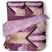 Linnick Dekbedovertrek Katoen Marble Shape - pink 200x200/220cm