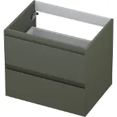 Ink Onderkast 60x45cm - Greeploos - 2 Lades - Mat Beton Groen - Badkamermeubels, Wastafelonderkasten - 8718835076115