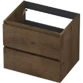 Ink Onderkast 60x45cm - Greeploos - 2 Lades - Fineer Chocolate - Badkamermeubels, Wastafelonderkasten - 8718835088446