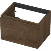 Ink Onderkast 60x45cm - Greeploos - 1 Lade - Fineer Chocolate - Badkamermeubels, Wastafelonderkasten - 8718835087845