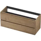 Ink Onderkast 120x45cm - Greeploos - 2 Lades - Fineer Ash Grey - Badkamermeubels, Wastafelonderkasten - 8718835088682