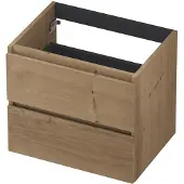 Ink Onderkast 60x45cm - Greeploos - 2 Lades - Fineer Ash Grey - Badkamermeubels, Wastafelonderkasten - 8718835088439