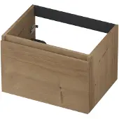 Ink Onderkast 60x45cm - Greeploos - 1 Lade - Fineer Ash Grey - Badkamermeubels, Wastafelonderkasten - 8718835087838