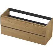 Ink Onderkast 120x45cm - Greeploos - 2 Lades - Fineer Natur - Badkamermeubels, Wastafelonderkasten - 8718835088668