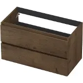 Ink Onderkast 90x45cm - Greeploos - 2 Lades - Fineer Chocolate - Badkamermeubels, Wastafelonderkasten - 8718835088590