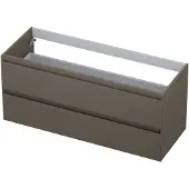 Ink Onderkast 120x45cm - Greeploos - 2 Lades - Mat Taupe - Badkamermeubels, Wastafelonderkasten - 8718835020255