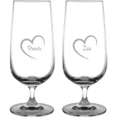 Fusion Gegraveerde bierglas op voet 41cl Broer met hartje & Zus met hartje