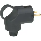 Legrand Afgeschuinde Rubberstekker 2P+T 16A Zwart IP20 - 050252
