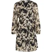 Vila VIRINA KIT L/S SHORT WRAP KNEE DRESS/SU - Wikkeljurk - V-Hals - Maat 38