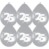 Haza 25 jaar getrouwd Jubileum thema ballonnen - 30x stuks - zilver - versiering - feestartikelen - bruiloft
