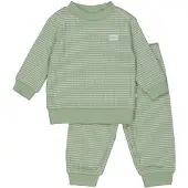 Feetje Wafel pyjama groen melange/wit Jongens/Meisjes Katoen Ronde hals - maat 98
