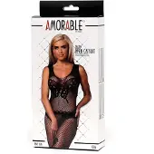 Rimba - Visnet Catsuit Met Butterfly Patroon - Zwart