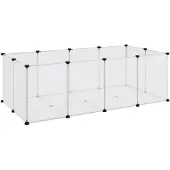 vidaXL Dierenhok klein 144x74x46,5 cm polypropeen en staal transparant