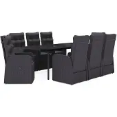 vidaXL 9-delige tuinset met kussens, zwart