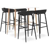 vidaXL 5-delige Barset wit en zwart