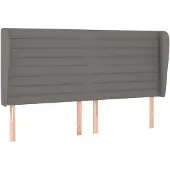 vidaXL Hoofdbord met randen 203x23x118/128 cm stof donkergrijs