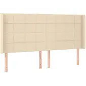 vidaXL Hoofdbord met randen 163x16x118/128 cm stof crèmekleurig