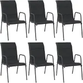 vidaXL Tuinstoelen 6 st staal en textileen zwart