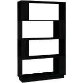 vidaXL Boekenkast/kamerscherm 80x25x132 cm massief grenenhout zwart