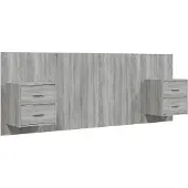 vidaXL Hoofdbord met kastjes bewerkt hout grijs sonoma eikenkleurig
