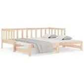 vidaXL Slaapbank uitschuifbaar 2x(80x200) cm massief grenenhout