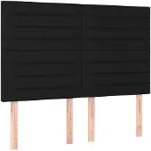 vidaXL Hoofdbord zwart 144x5x118/128 cm stof