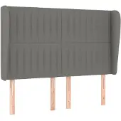 vidaXL Hoofdbord met randen 147x23x118/128 cm stof donkergrijs