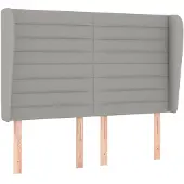 vidaXL Hoofdbord met randen 147x23x118/128 cm stof lichtgrijs
