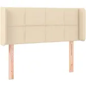 vidaXL Hoofdbord met randen 93x16x78/88 cm stof crèmekleurig
